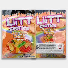 Sour Aqua Worms - Liitt Exotics Medicated Gummies 1000mg